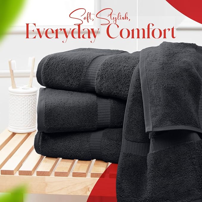 RIVERSIDE Medium Bath Towel Set of 4, 24x48 Inches – 100% Ring-Spun Cotton Bath - Image 6