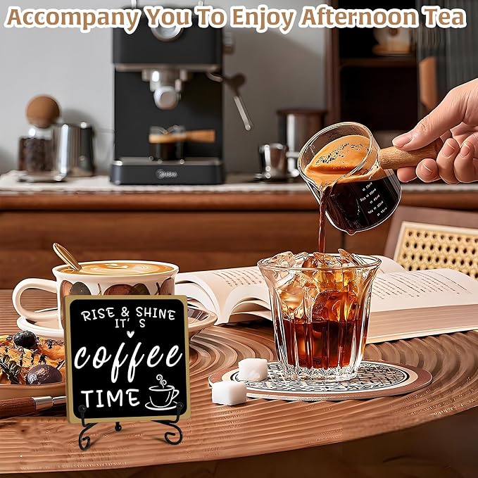 Wooden Coffee Bar Sign Coffee Bar Decor, Coffee Bar Decorations Black and White - Image 3