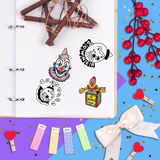 100Pcs Clown Stickers for Water Bottle and Laptop - Image 6