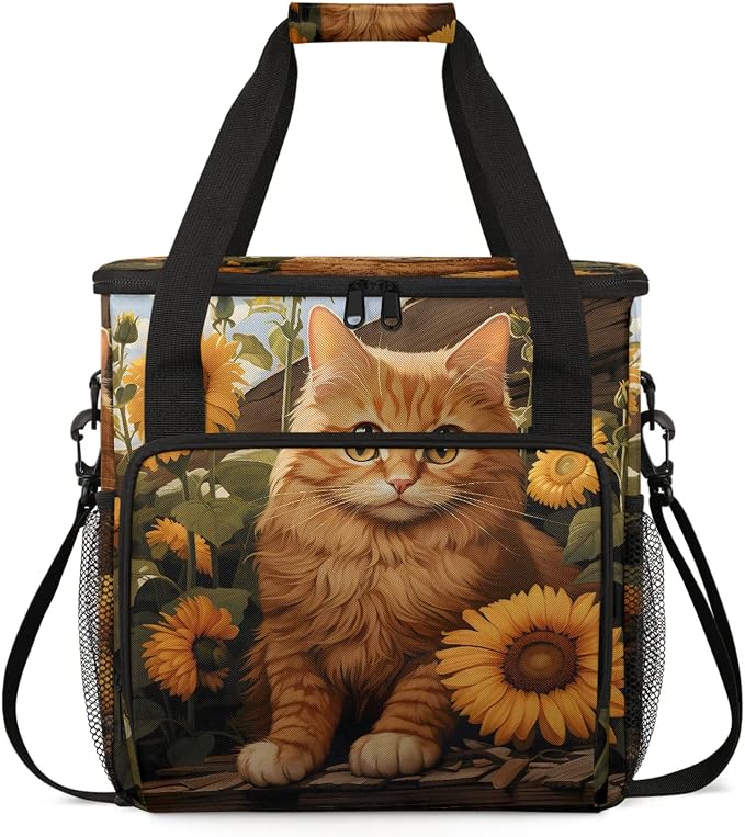 Yellow Cat Sunflower Coffee Maker Carring Bag, Large Insulated Storage by Home