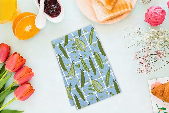 Bright Green Beans Kitchen Towels, Quick Drying Dish Towels, Soft Absorbent - Image 4