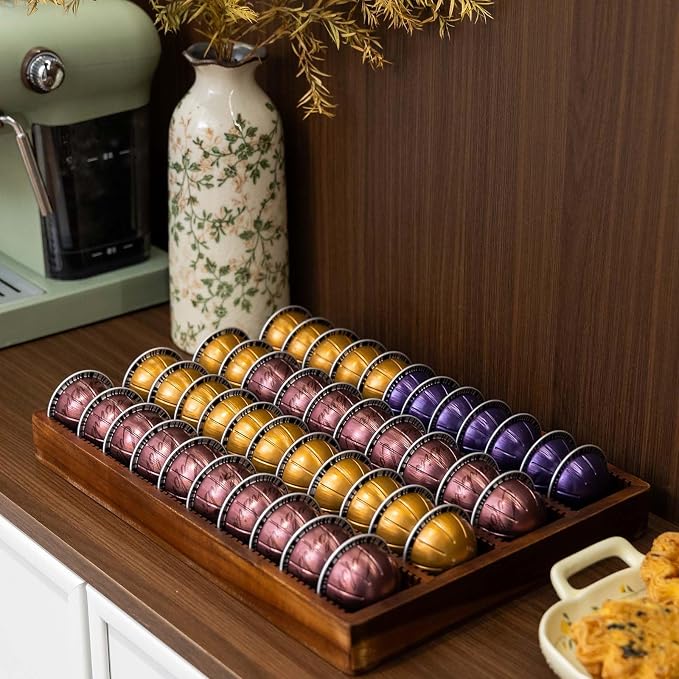 Acacia Wood Coffee Pod Holder Tray Compatible - Image 4
