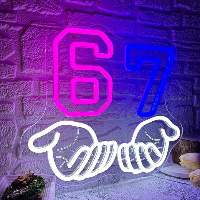 Six Seven Neon Sign, 67 Neon Light, Birthday Party LED Sign, - Image 2
