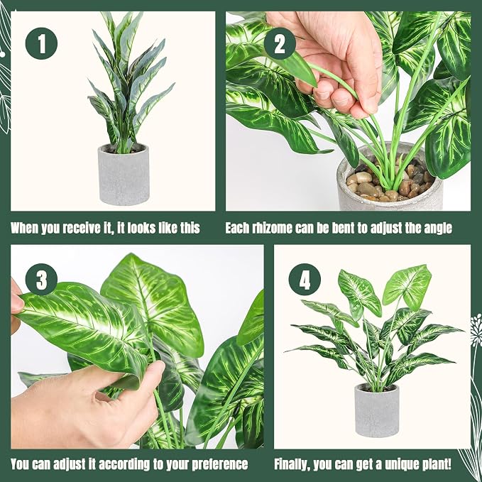 16" Small Fake Plants Artificial Tropical Faux Plants Indoor Desk Plant - Image 4