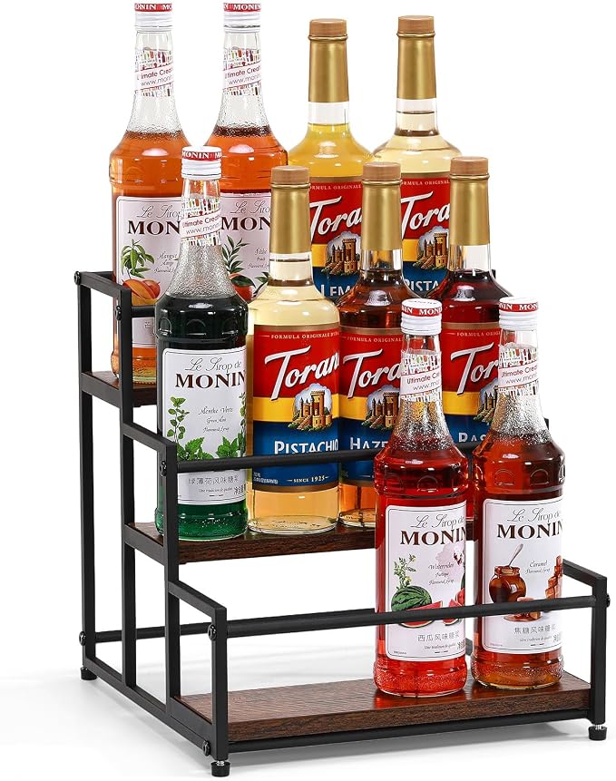 Coffee Syrup Rack Organizer, 3-Tier 12 Syrup Bottles Holder Stand by ICOHOT