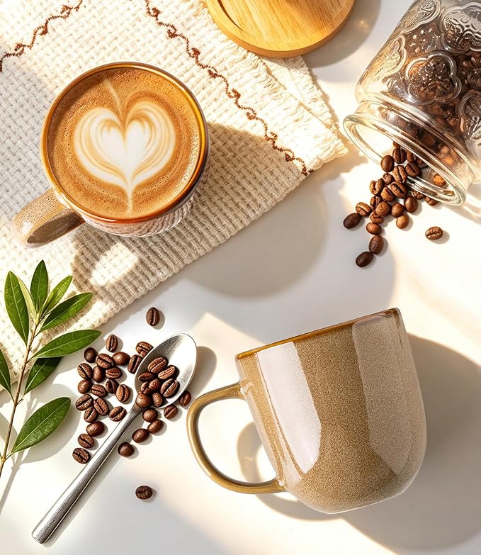 LERATIO Ceramic Coffee Mugs Set of 6, 12oz Handmade Coffee Mugs Set - Image 3