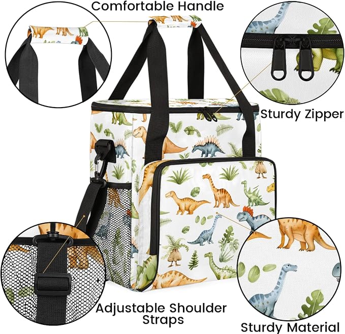 Dinosaur Cute Coffee Maker Carring Bag, Large Insulated Storage Organizer Case - Image 6