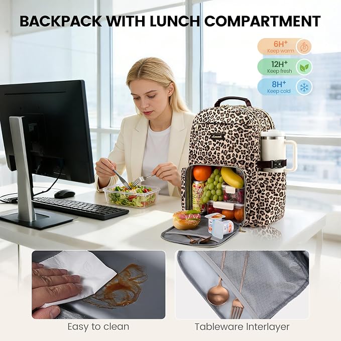 LOVEVOOK Lunch Backpack with Lunch Compartment, 15.6Inch Laptop Work Travel - Image 2