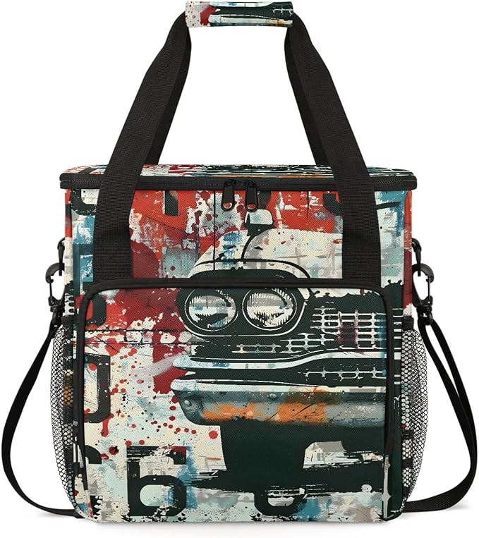 Car Vintage Retro Coffee Maker Carring Bag, Large Insulated Storage Organizer by Home