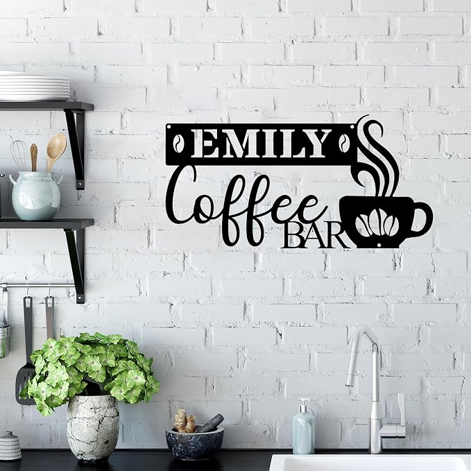 Personalized Coffee Bar Metal Wall Art - Image 3