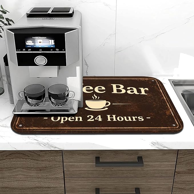 Vintage Coffee Bar Coffee Drying Mat 12" x 19", Absorbent Quick-Dry Mat - Image 7