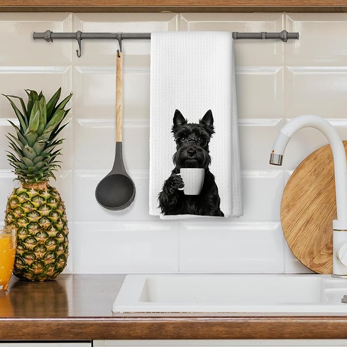 Funny Scottish Terrier Coffee Bar Kitchen Dish Towels, Scottish Terrier Gifts - Image 4
