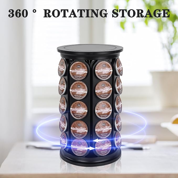 Coffee Pod Holder, Holds 40 K Cup Coffee Capsules, Large Capacity Round - Image 4