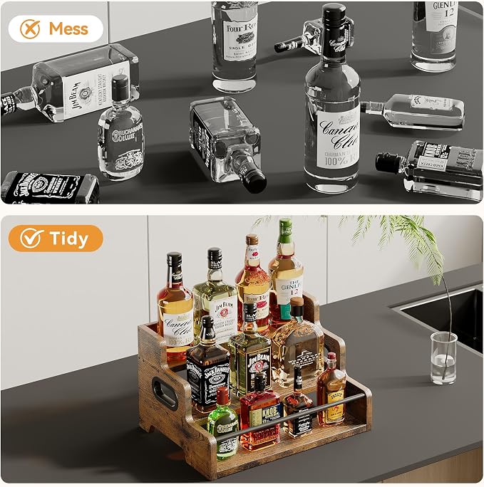 Liquor Bottle Display Shelf, Coffee Bar Organizer, Syrup Rack, 3-Tier - Image 3