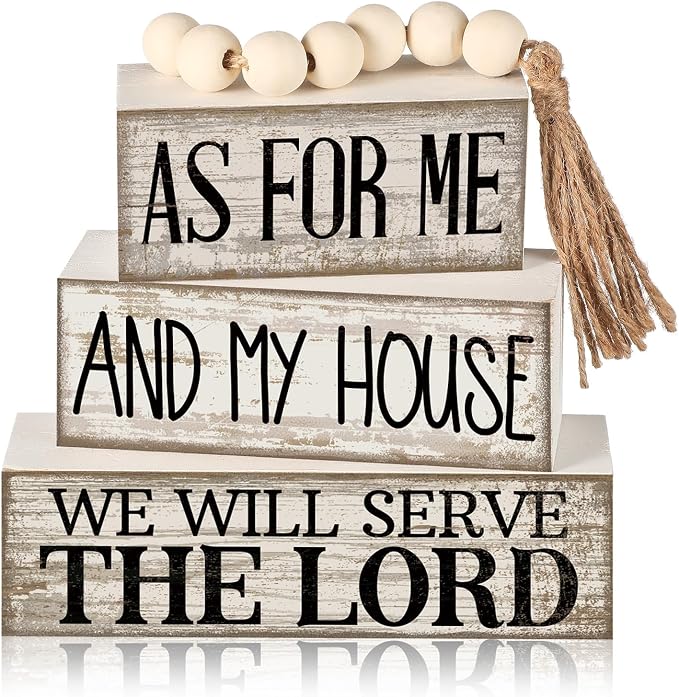 Yuntau 4 Pcs Farmhouse Christian Decor Farmhouse Bible Verse Tiered Tray Decor by Yuntau