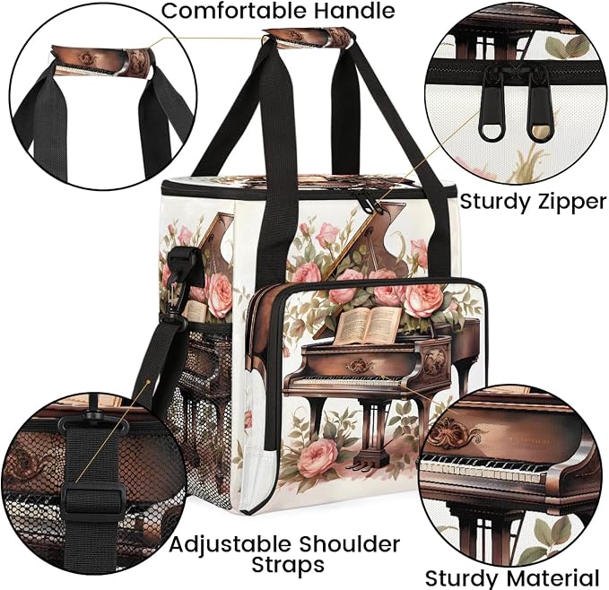 Piano Coffee Maker Carring Bag, Large Insulated Storage Organizer Case Tote Bags - Image 6