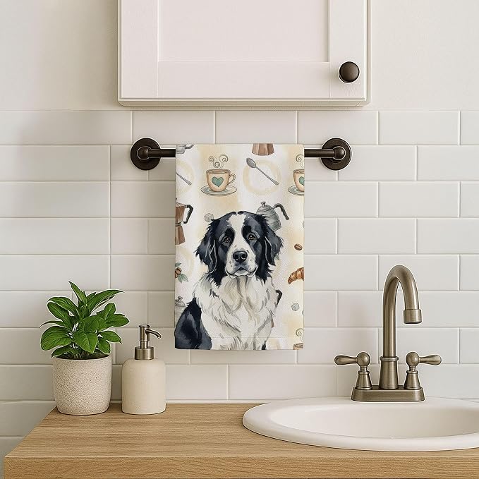 Caroline's Treasures Landseer Newfoundland Coffee Bar Kitchen Towel Velour - Image 7