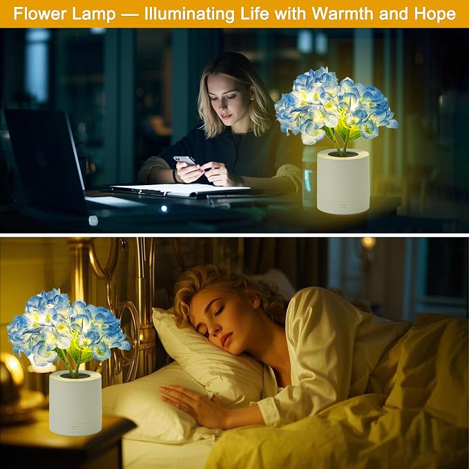 WSYEAR Blue Artificial Hydrangea LED Flower Lamp -Christmas Birthday Gifts - Image 5