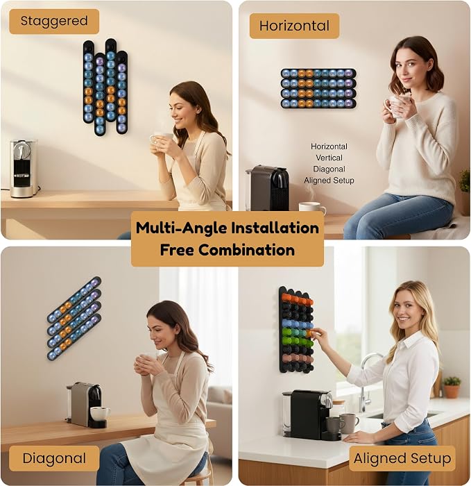 Bamboo Coffee Pod Holder, Adhesive Wall Mount - Image 6
