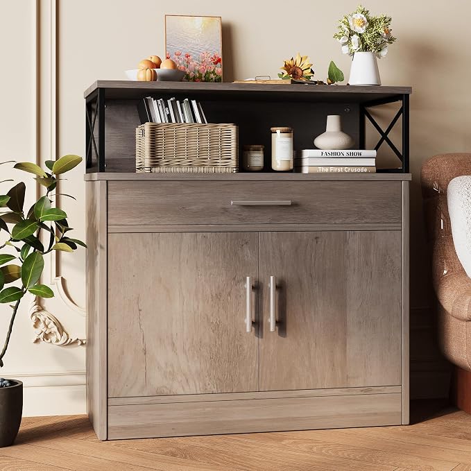 Vongrasig Farmhouse Coffee Bar Cabinet, Modern Sideboard Buffet Table - Image 2