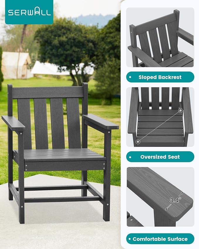 SEWRWALL Patio Furniture Set, HDPE Material All Weather Use Adirondack Chair Set - Image 5