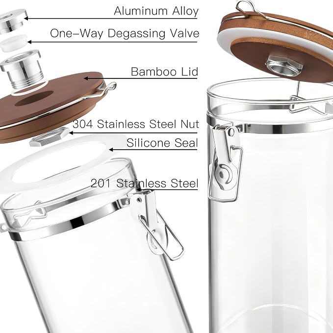 Danmu Airtight Borosilicate Coffee Canister, Coffee Bean Storage 45 fl - Image 2