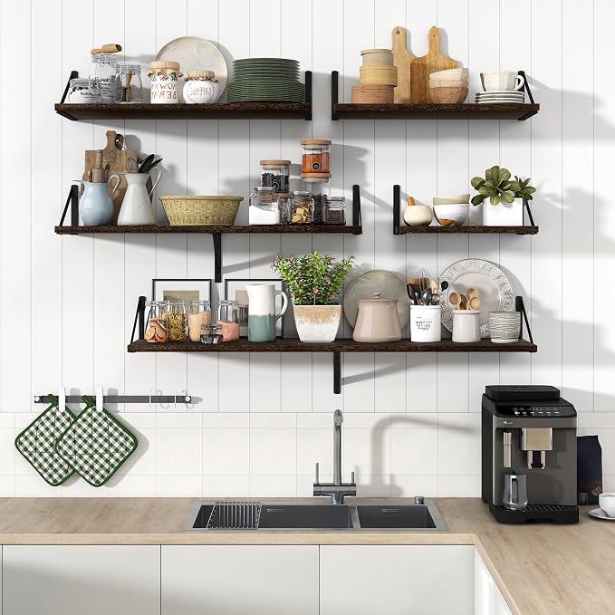 Marsmiles Deep Floating Shelves | 30 Inch Dark Wood Wall Shelves Set of 2 | 12 - Image 7