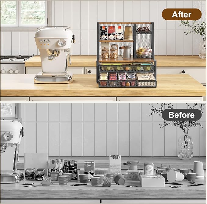 TQVAI Coffee Bar Organizer, Maximize Small Countertop Space, 70 Standard - Image 6