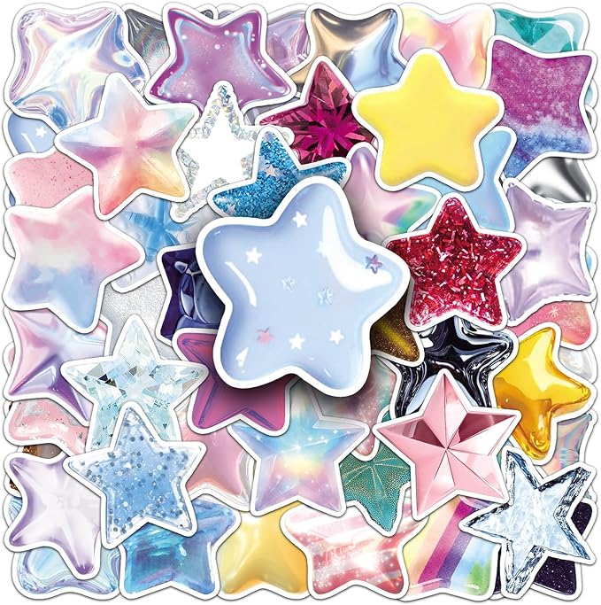 50Pcs Star Stickers, Waterproof Vinyl Holographic Star Stickers - Image 7