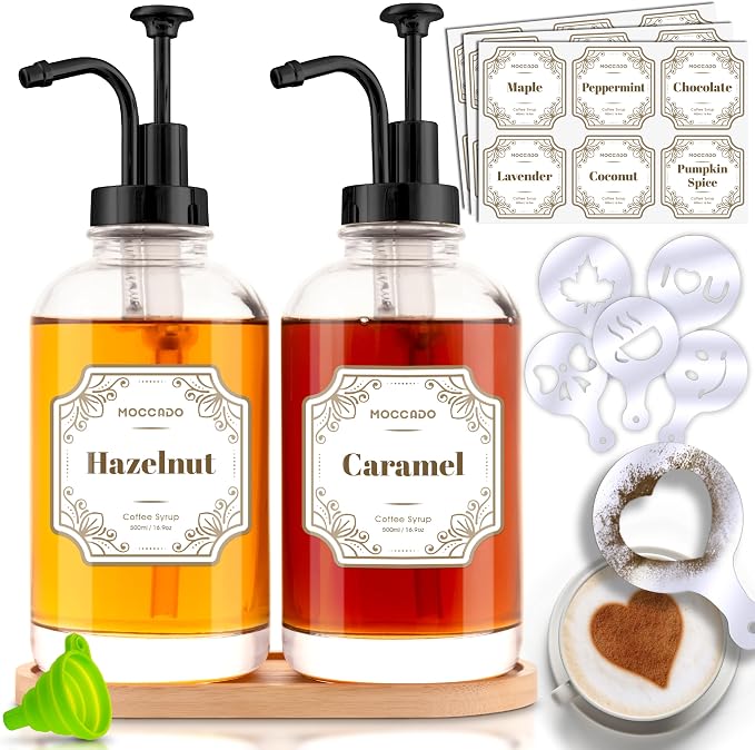 Glass Coffee Syrup Dispenser for Coffee Bar by Moccado