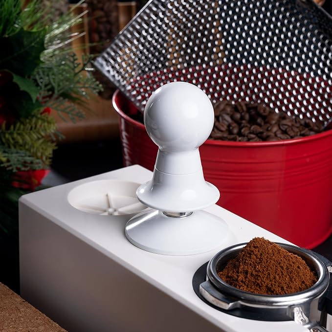 58.5mm White Espresso Tamper, Calibrated Spring Loaded Coffee Tamper - Image 4