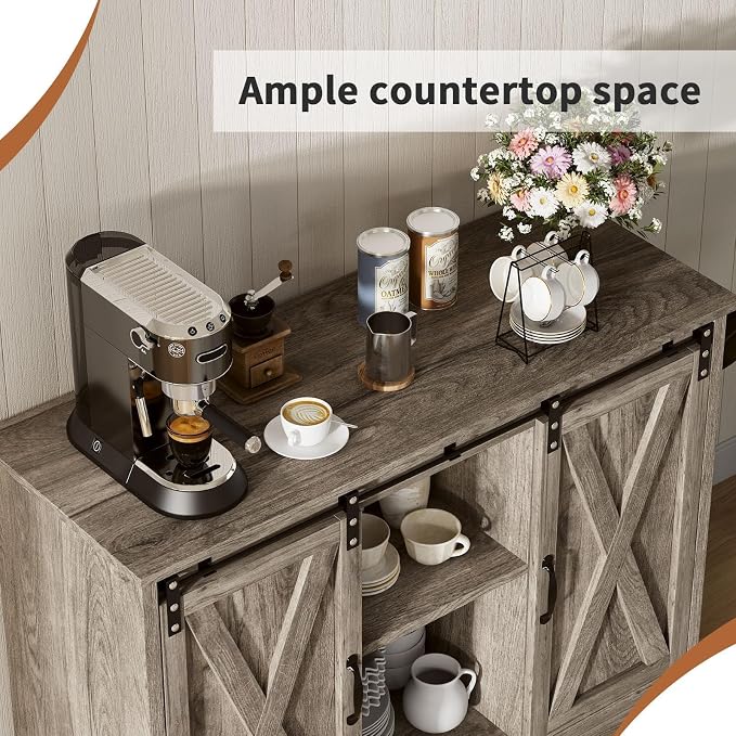 4 EVER WINNER 42" Farmhouse Coffee Bar, Buffet Cabinet - Image 3