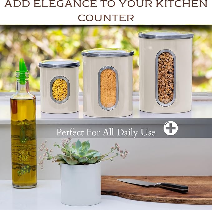 Moss & Stone 3-Piece Beige Canisters Sets - Image 6