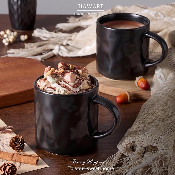 HaWare 14OZ Coffee Mugs Set of 4, Stoneware Coffee Cups - Image 7