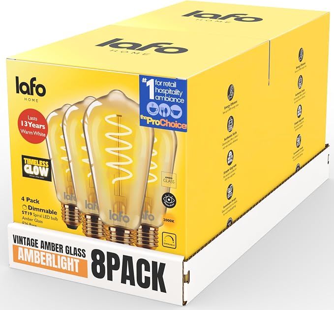 TimelessGlow 8 Pack Dimmable ST19 LED Edison Bulbs 5W 40W Equivalent Warm Amber - Image 2