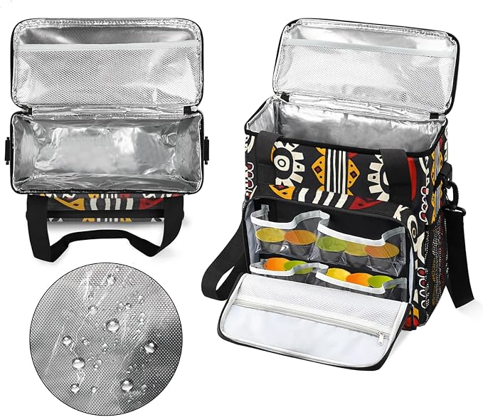 Bohemian Geometric Stripes Coffee Maker Carring Bag, Large Insulated Storage - Image 3