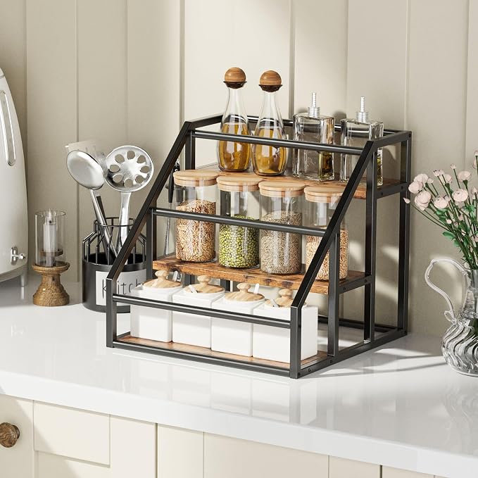 Coffee Syrup Rack Organizer, 3 Tier Countertop Storage Shelves, Kitchen Storage - Image 9