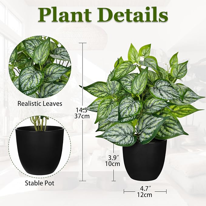 Villa Como 14.5" Artificial Plants Indoor Home Decor, Fake Potted Silk Plants - Image 2