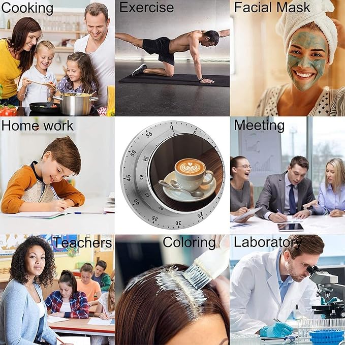 Coffee Cups Kitchen Timers for Cooking 60 Minute Wind Up Timer, Magnetic Back - Image 5