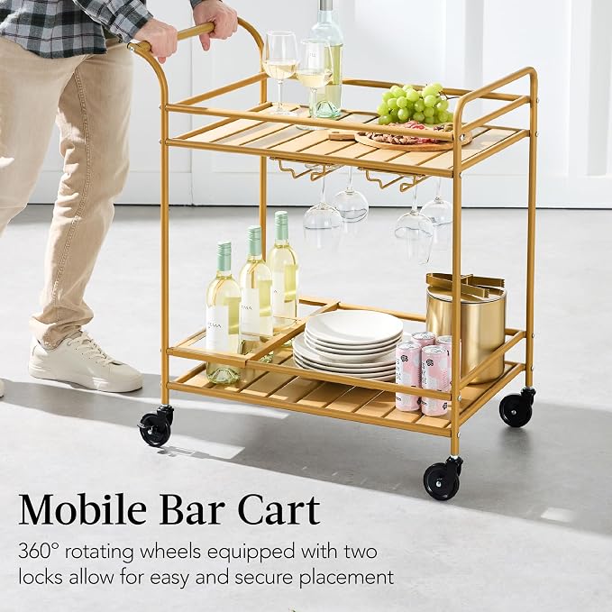 Best Choice Products Rolling Bar Cart, Mobile Home Bar Serving Cart, Serving - Image 5