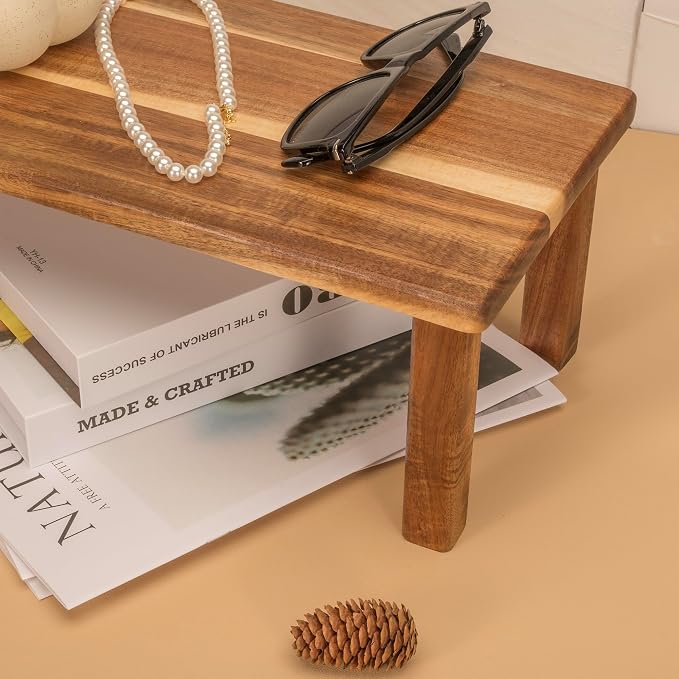 Acacia Wooden Desktop Organizer Shelf Kitchen Cabinet and Counter Riser Display - Image 6