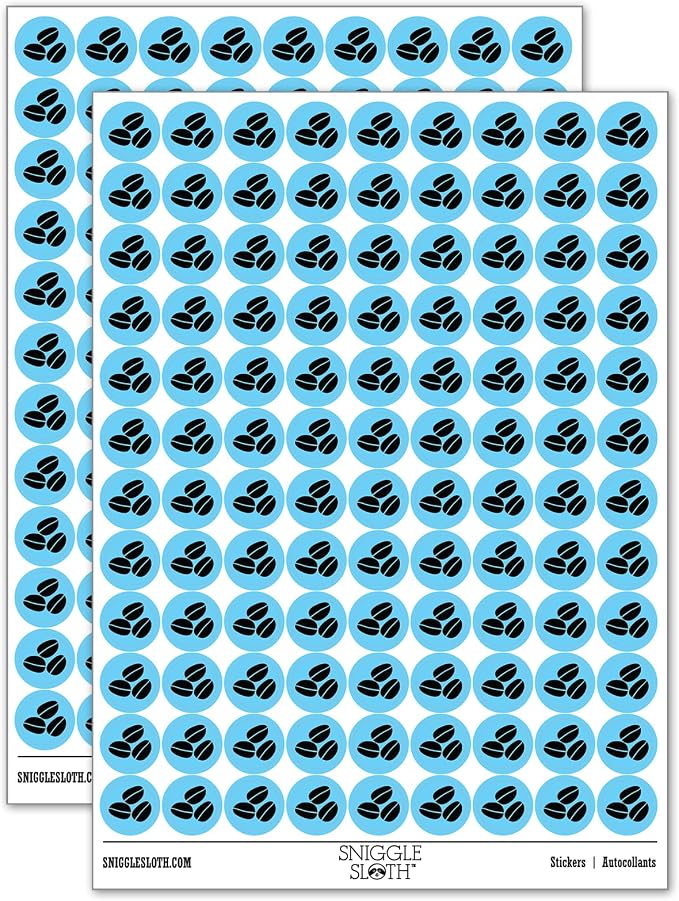 Coffee Beans Trio 200+ Round Stickers by Sniggle+Sloth