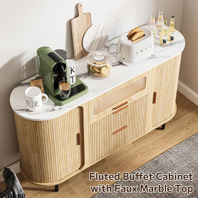 54" Fluted Sideboard Buffet Cabinet - Image 7