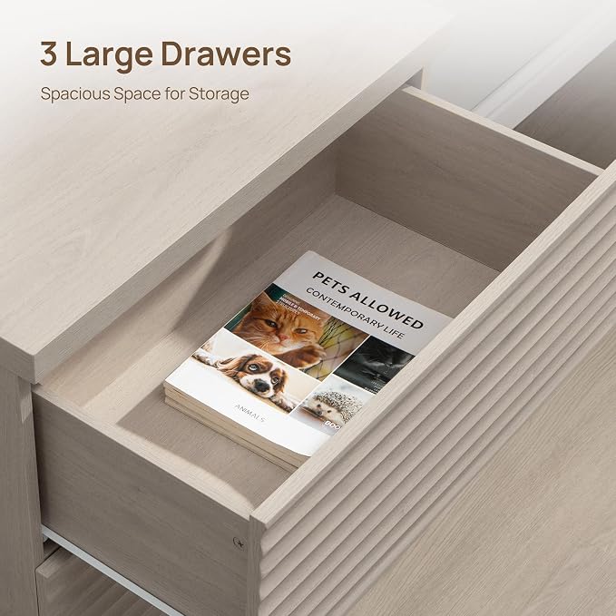 SICOTAS Sideboard Cabinet with Storage, Modern Fluted Buffet Cabinet with 3 - Image 5