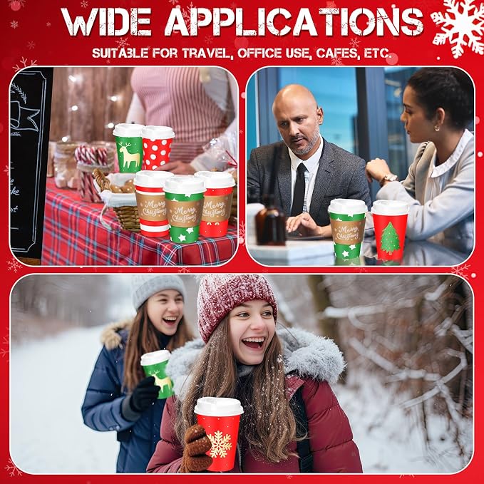 Mimorou 60 Pcs Christmas Disposable Coffee Cups - Image 5