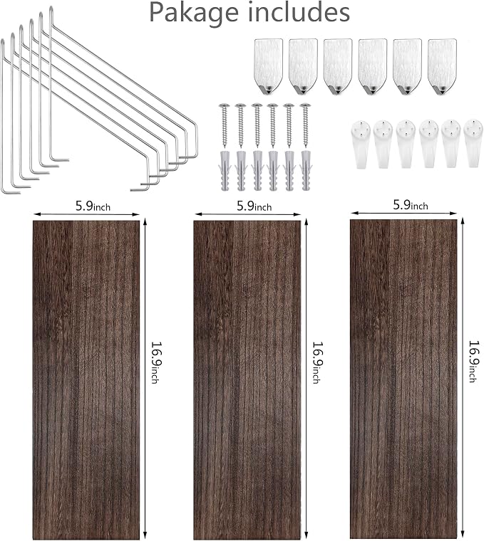 Floating Shelves Set of 3 Rustic Solid Wood Floating Shelf Wall Storage Shelves - Image 6