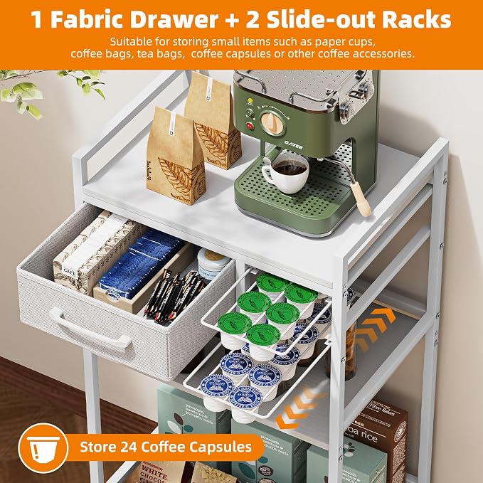 Housolution 4-Tier Coffee Bar Cart - Image 4