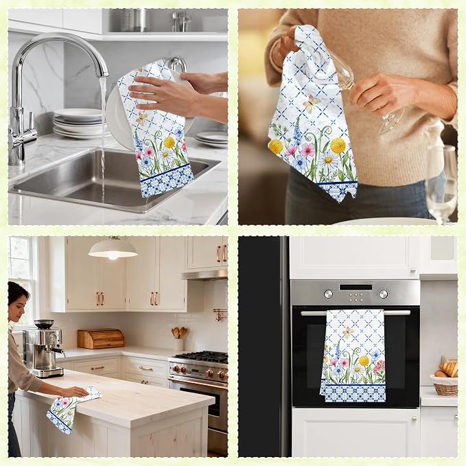 Wildflower Waffle Kitchen Towels, Absorbent Hand Towel - Image 6