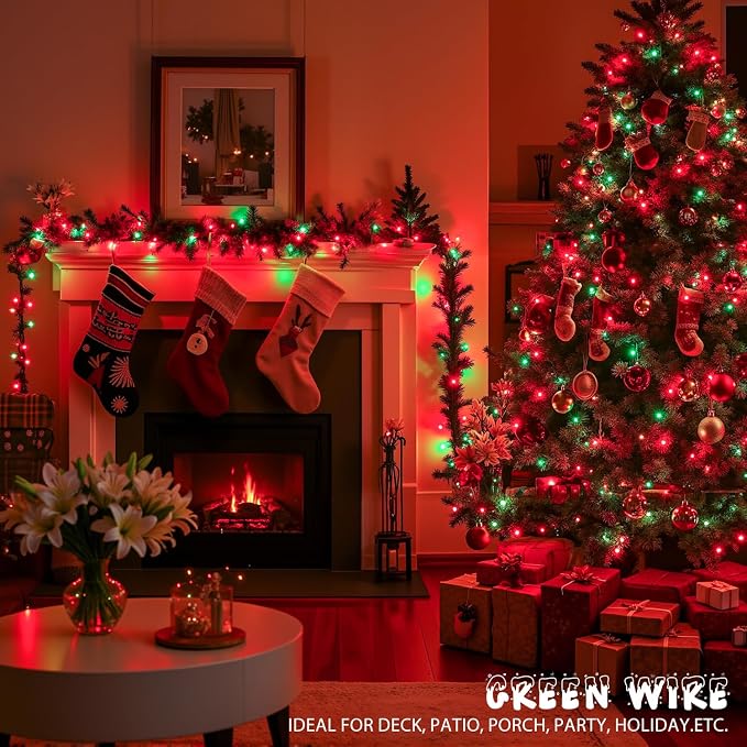 Red and Green Christmas Lights, 13FT 50 Count Incandescent Blub Mini Lights - Image 7