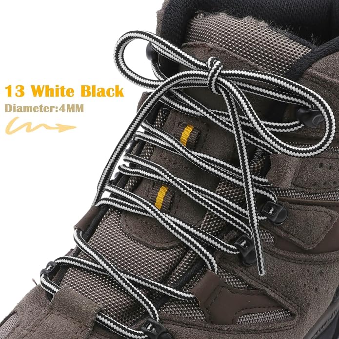 DELELE 2 Pair Round Boot Laces Outdoor Hiking Walking Shoelaces Dual Coloured - Image 2